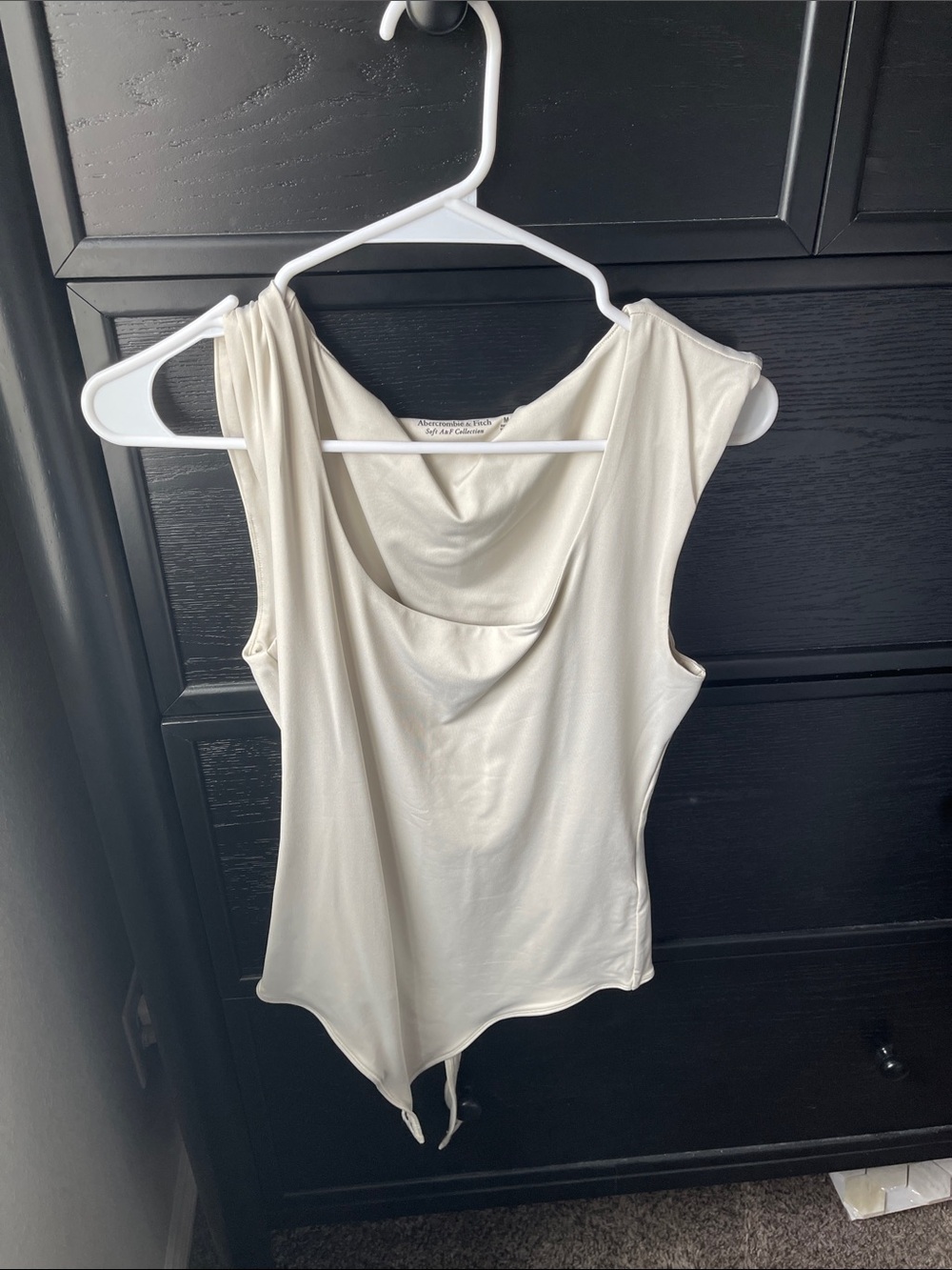 Abercrombie & Fitch Cream Draped Sleeveless Bodysuit